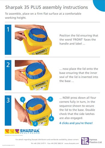 SHARPAK 35 Plus Code Blue Assembly Instructions Poster