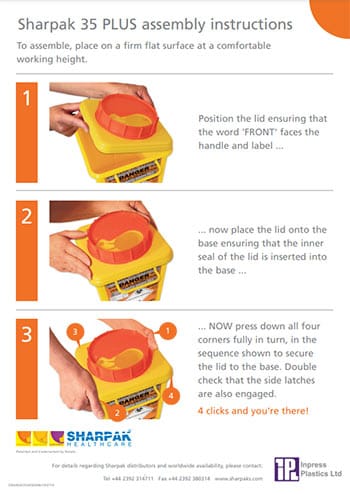 SHARPAK 35 Plus Code Orange Assembly Instructions Poster