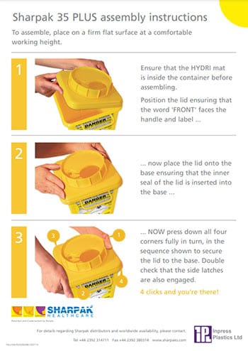 SHARPAK 35 Plus Code Yellow Assembly Instructions Poster