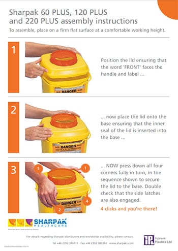SHARPAK 60, 120, 220 Plus Code Orange Assembly Instructions Poster
