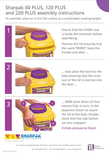 SHARPAK 60, 120, 220 Plus Code Purple Assembly Instructions Poster