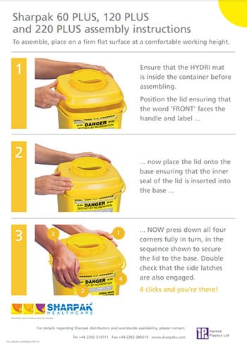 SHARPAK 60, 120, 220 Plus Code Yellow Assembly Instructions Poster